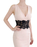 Stunning Lace-Waist Contrast Bodycon Midi Dress [Slim Fit]