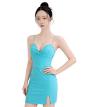 Stunning Plunging Sweetheart Slit Bodycon Mini Dress [Extreme Slim]