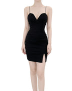 Stunning Plunging Sweetheart Slit Bodycon Mini Dress [Extreme Slim]