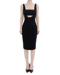 Stunning Rhinestone-Trim Cut-Out Bodycon Midi Dress [Slim Fit]
