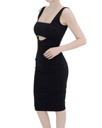 Stunning Rhinestone-Trim Cut-Out Bodycon Midi Dress [Slim Fit]