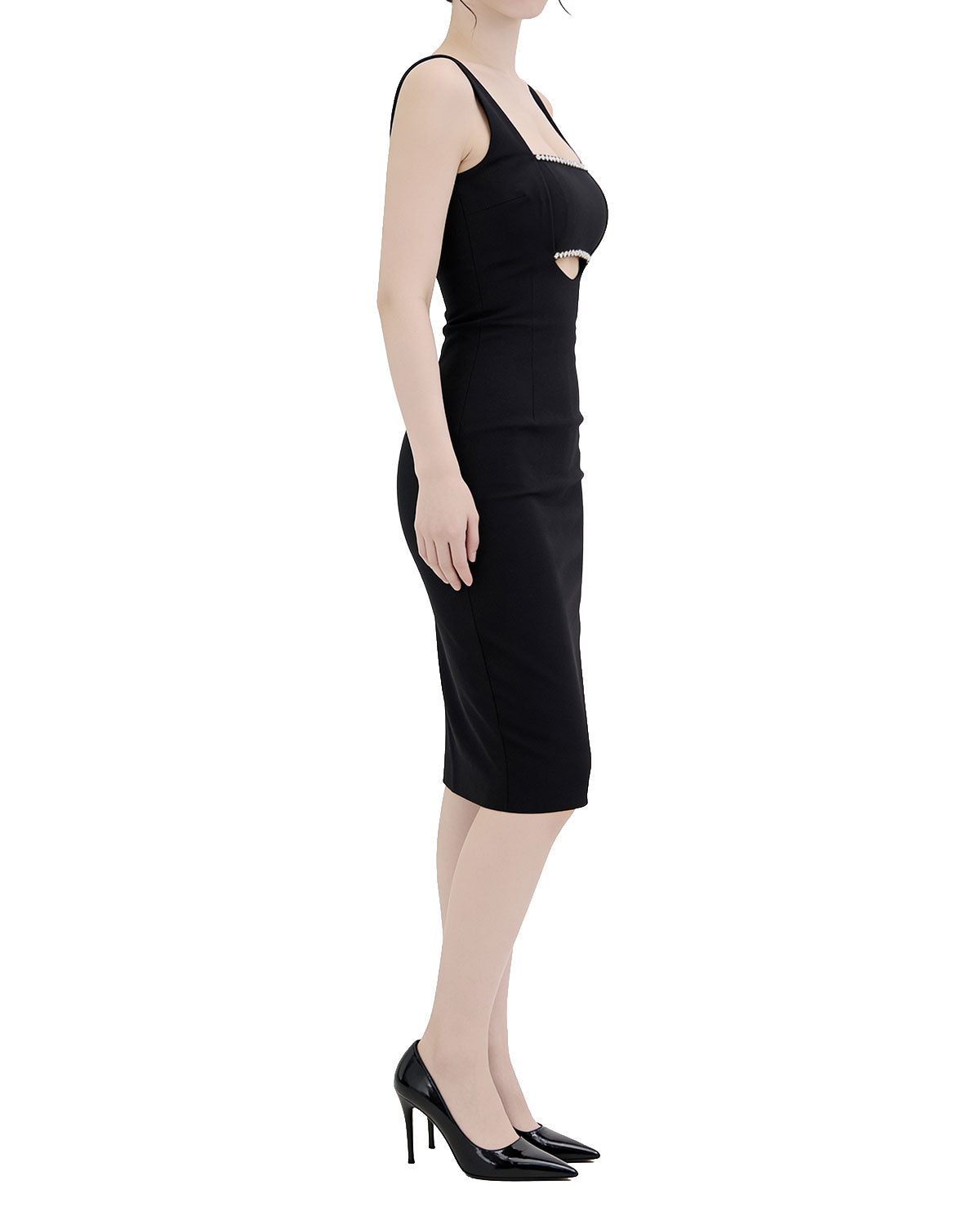 Stunning Rhinestone-Trim Cut-Out Bodycon Midi Dress [Slim Fit]