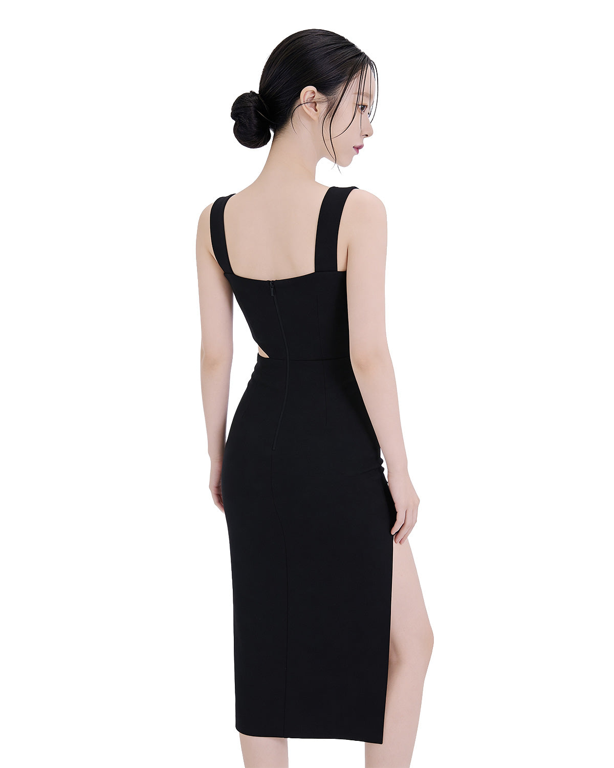 Sultry Cut-Out Side-Slit Bodycon Midi Dress [Slim Fit]