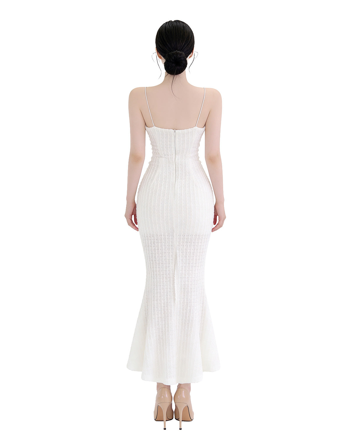 Textured Vertical-Ribbed Cami Mermaid Maxi Dress