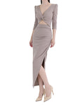 Twist Front Cut Out V-Back Maxi Dress [Slim Fit]