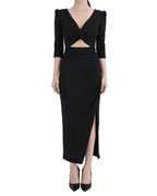 Twist Front Cut Out V-Back Maxi Dress [Slim Fit]