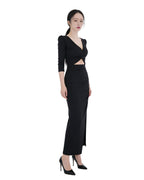 Twist Front Cut Out V-Back Maxi Dress [Slim Fit]