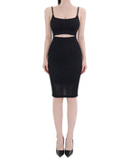 Wavy Ribbed Cut-Out Cami Mini Dress [Extreme Slim]