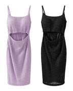 Wavy Ribbed Cut-Out Cami Mini Dress [Extreme Slim]